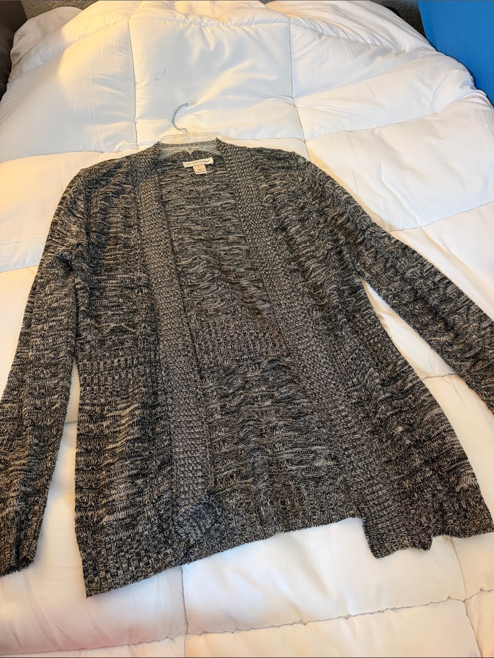 Christopher & Banks Marled Charcoal Open-Front Women's Cardigan